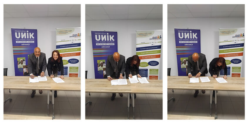 Signature Convention M.Olivier Geny et directrice ESAT Croix Verte Montpellier